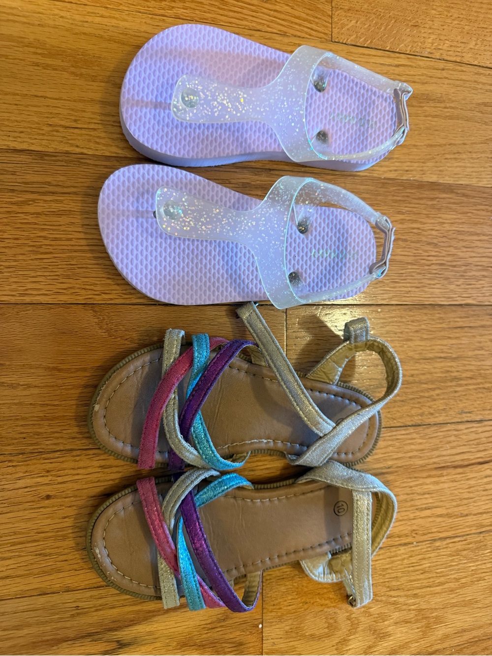 Kids Purple Jelly Sandals and Multicolor Strappy Sandals - 2-Pack